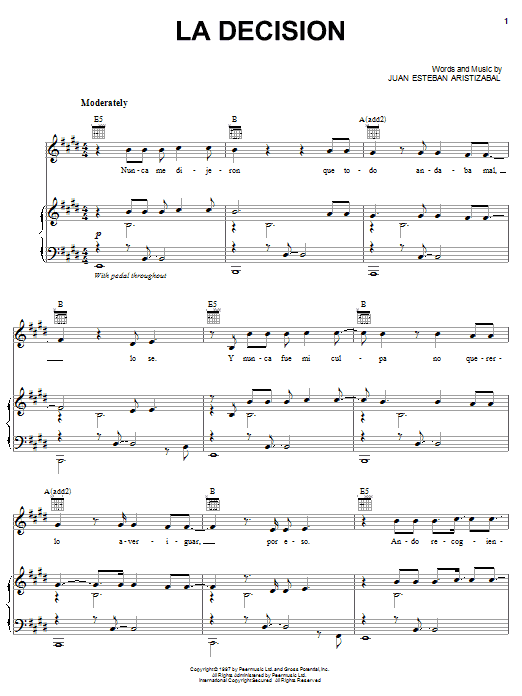 Ekhymosis La Decision Sheet Music Notes & Chords for Piano, Vocal & Guitar (Right-Hand Melody) - Download or Print PDF