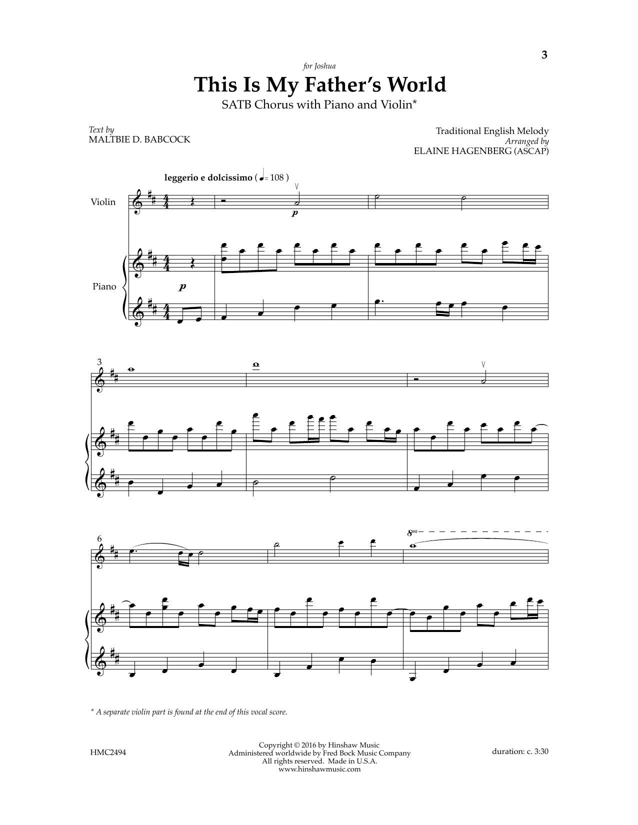 Elaine Haggenberg This Is My Father's World Sheet Music Notes & Chords for SATB Choir - Download or Print PDF