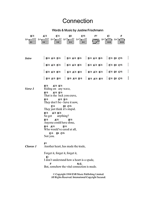 Elastica Connection Sheet Music Notes & Chords for Lyrics & Chords - Download or Print PDF