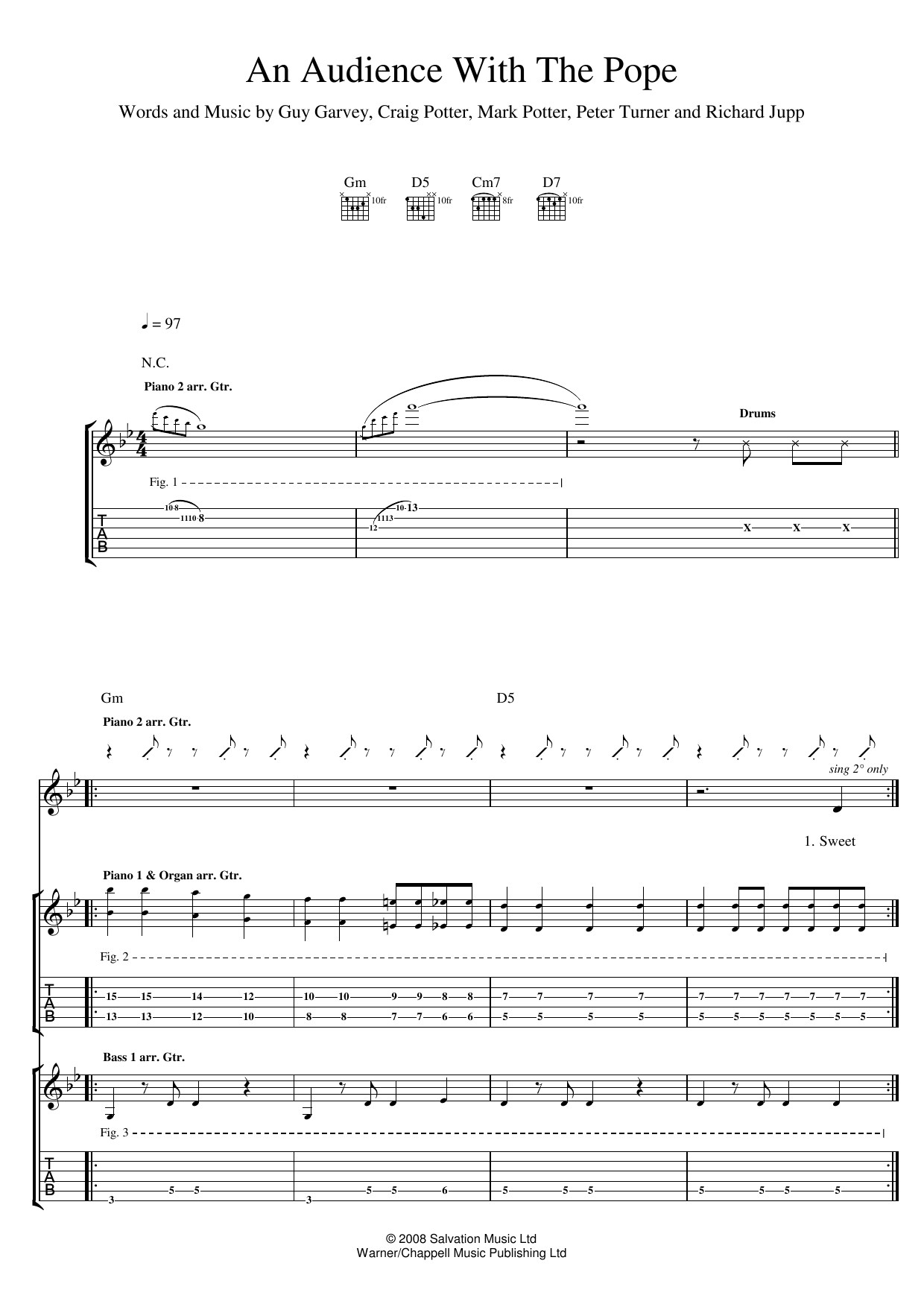 Elbow An Audience With The Pope Sheet Music Notes & Chords for Guitar Tab - Download or Print PDF