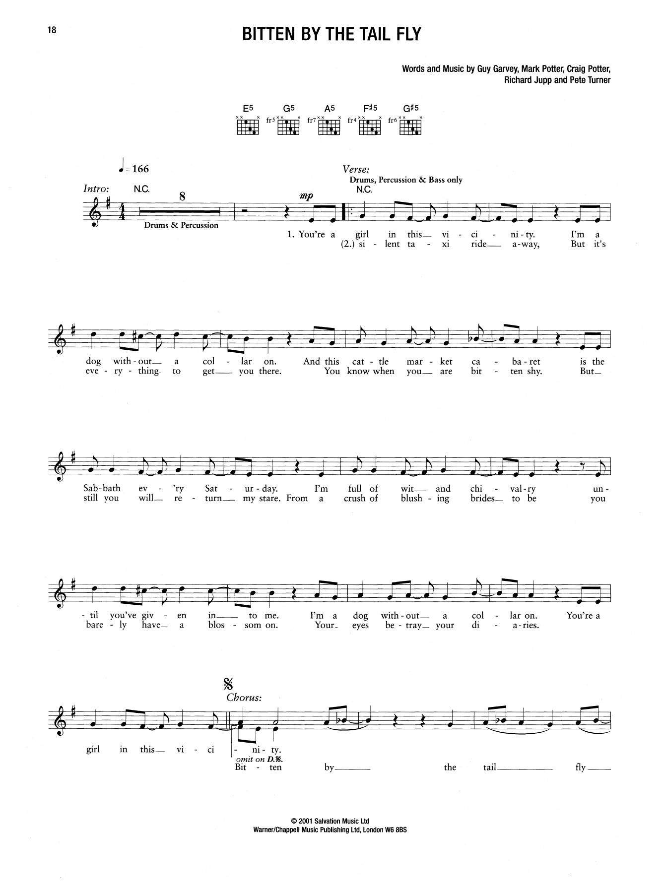 Elbow Bitten By The Tail Fly Sheet Music Notes & Chords for Guitar Tab - Download or Print PDF