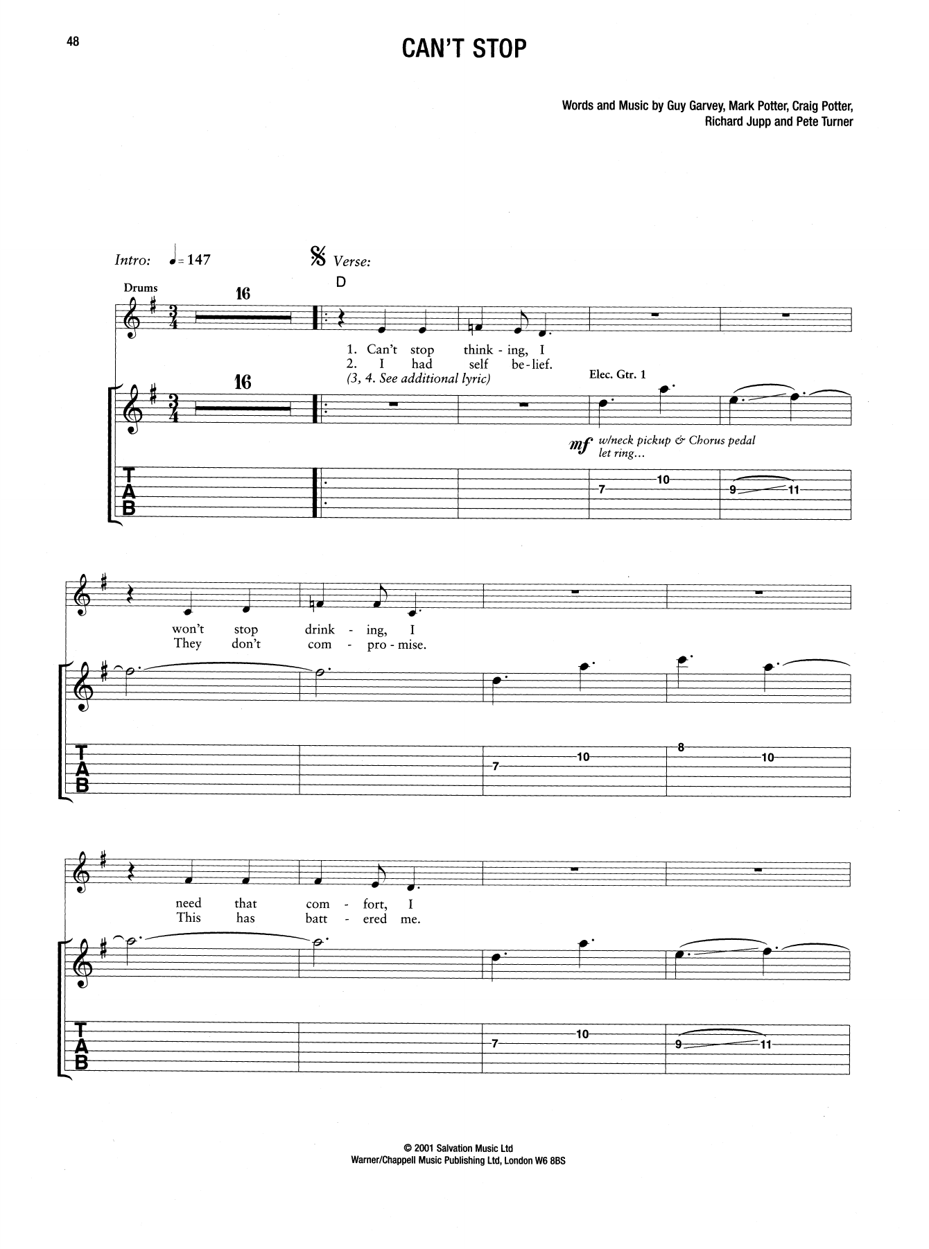 Can't Stop sheet music
