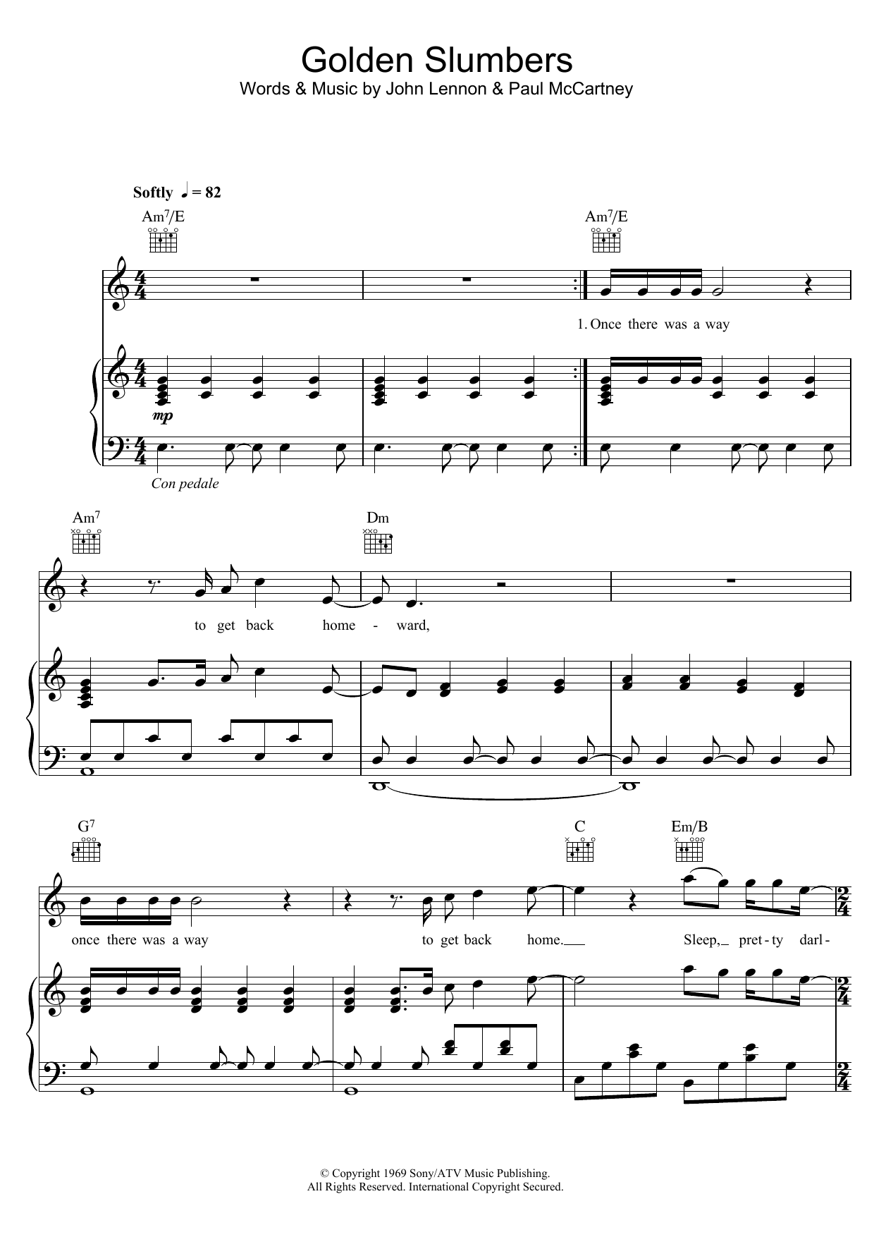Elbow Golden Slumbers Sheet Music Notes & Chords for Piano, Vocal & Guitar (Right-Hand Melody) - Download or Print PDF