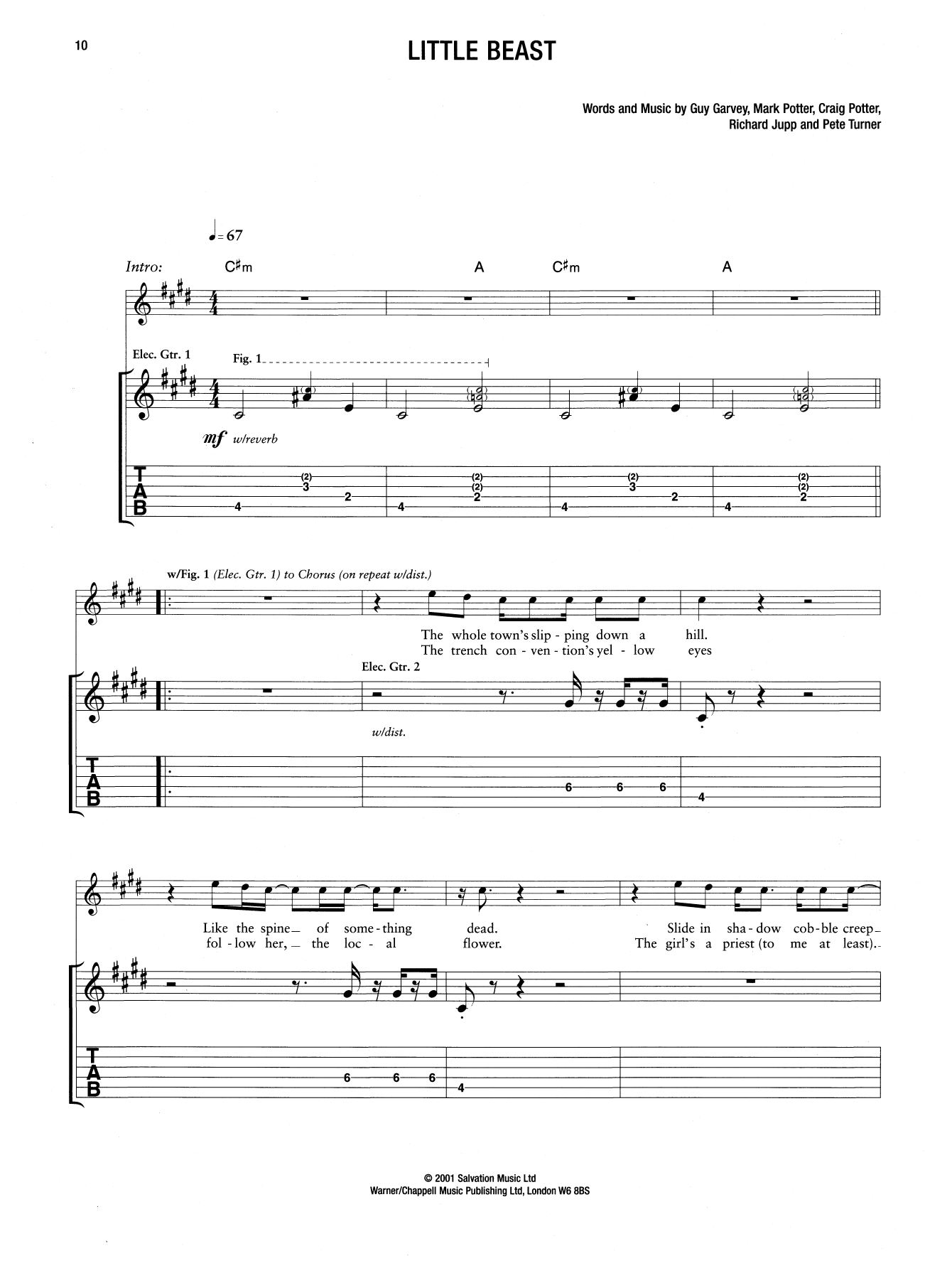 Elbow Little Beast Sheet Music Notes & Chords for Guitar Tab - Download or Print PDF