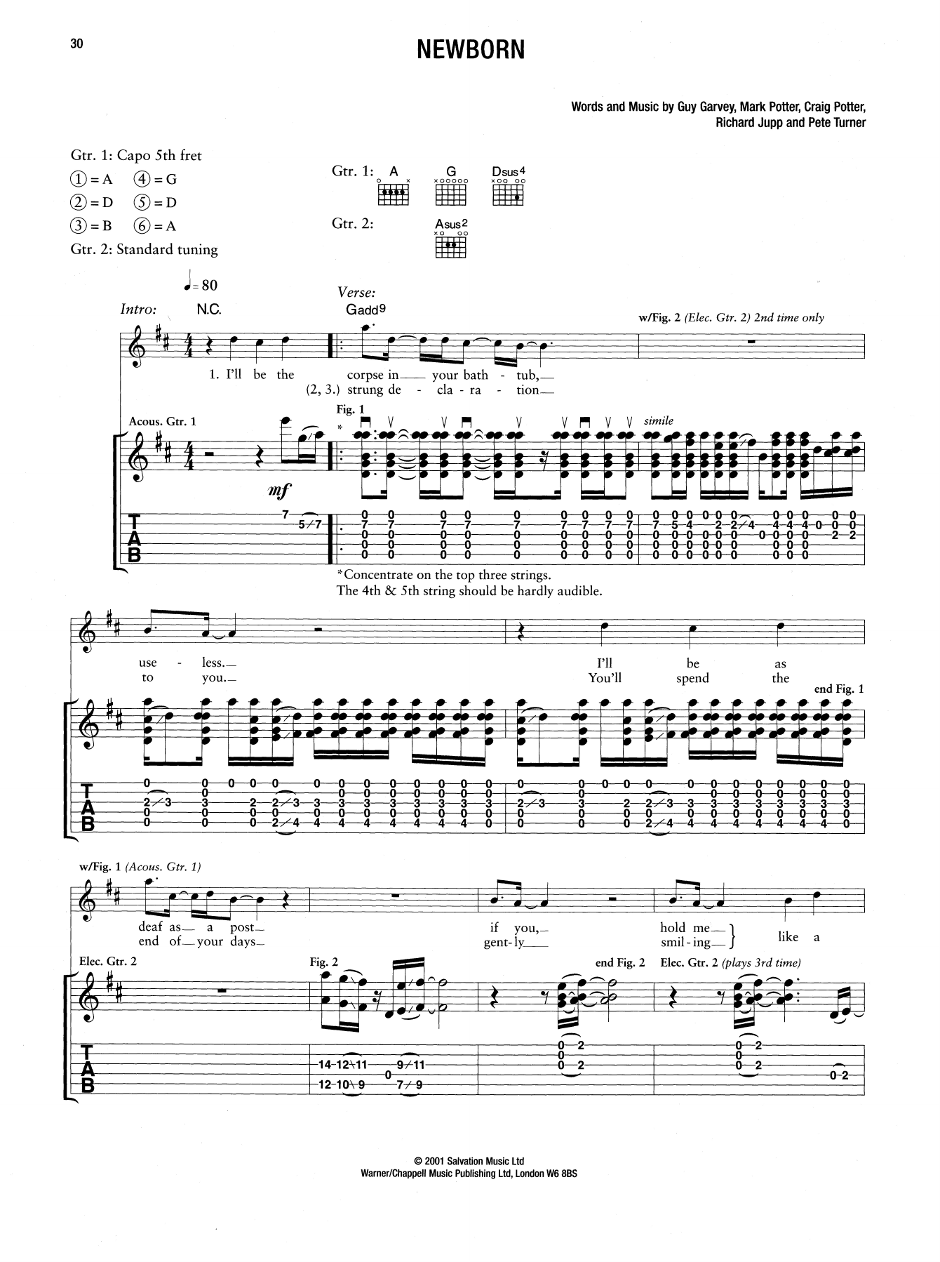 Elbow Newborn Sheet Music Notes & Chords for Guitar Tab - Download or Print PDF