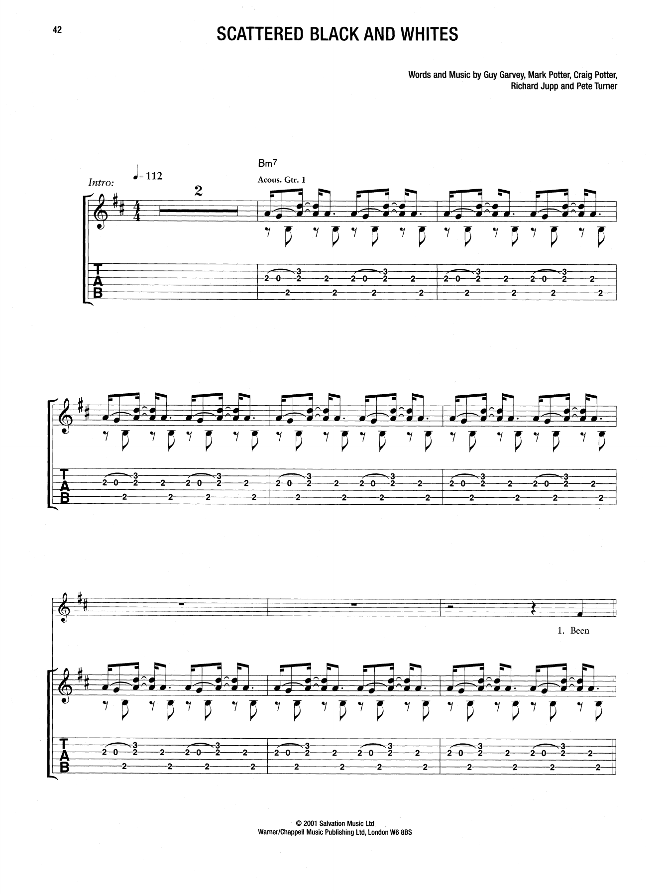 Elbow Scattered Black And Whites Sheet Music Notes & Chords for Guitar Tab - Download or Print PDF