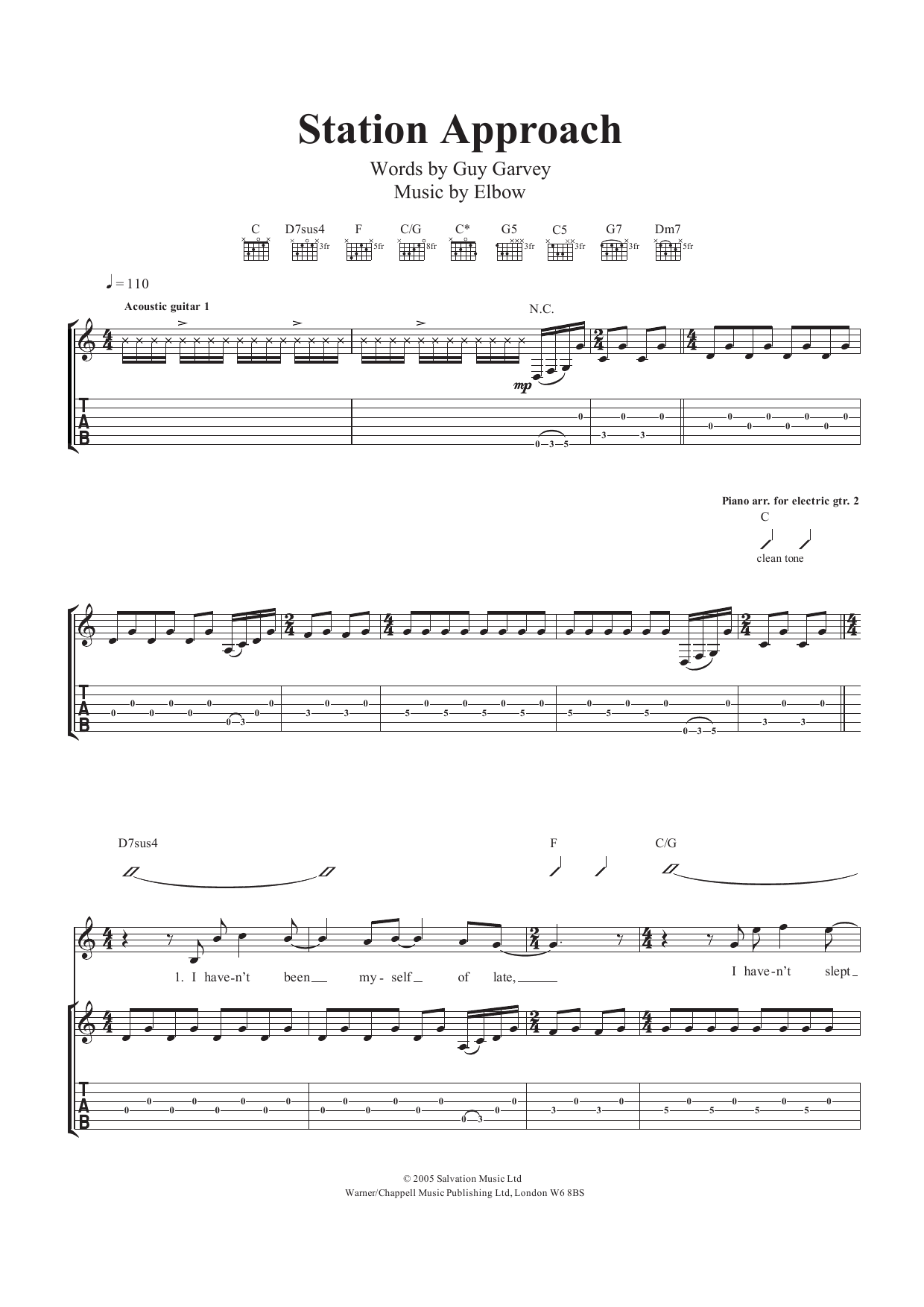 Elbow Station Approach Sheet Music Notes & Chords for Guitar Tab - Download or Print PDF
