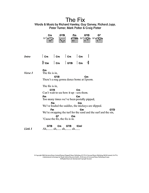Elbow The Fix (feat. Richard Hawley) Sheet Music Notes & Chords for Lyrics & Chords - Download or Print PDF