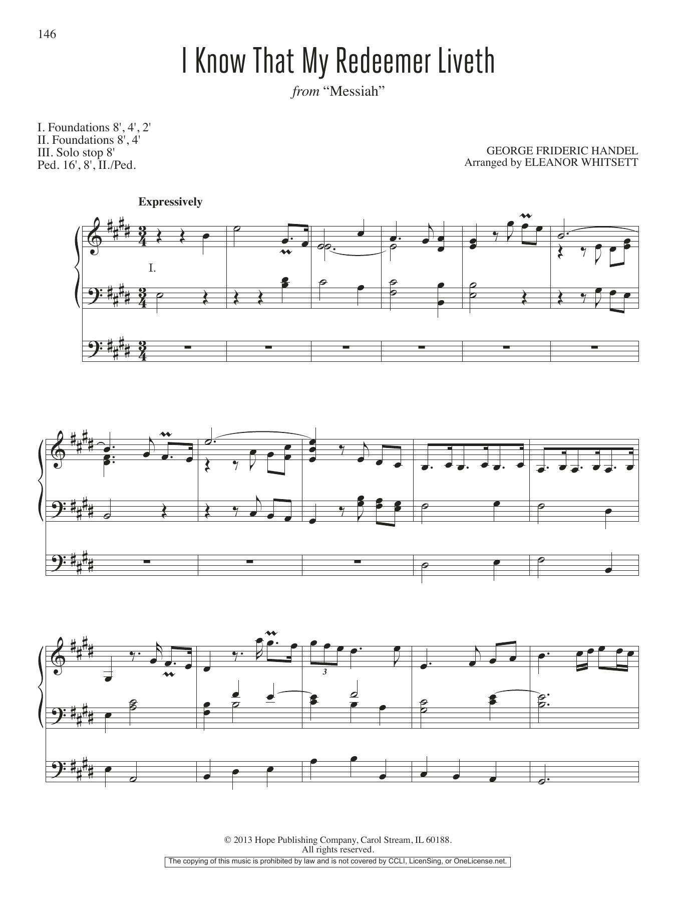 Eleanor Whitsett I Know That My Redeemer Liveth Sheet Music Notes & Chords for Organ - Download or Print PDF