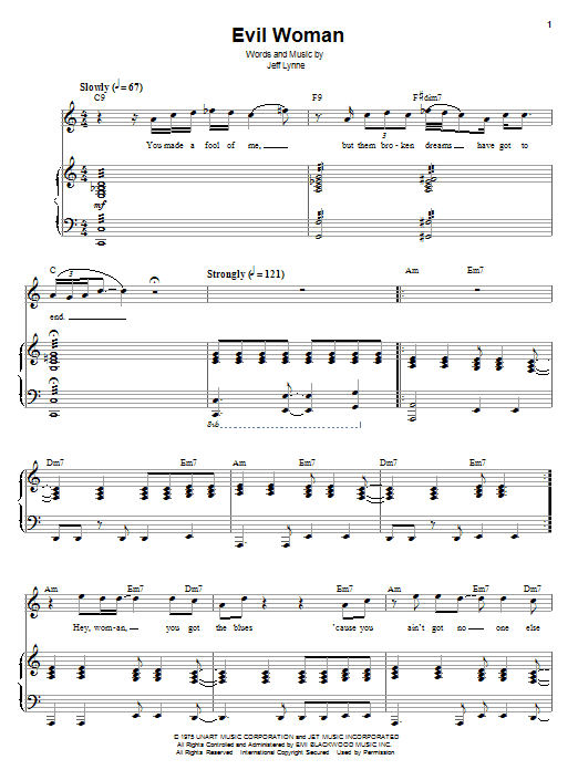 Electric Light Orchestra Evil Woman Sheet Music Notes & Chords for Easy Piano - Download or Print PDF