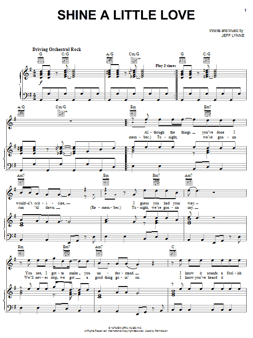 Electric Light Orchestra Shine A Little Love Sheet Music Notes & Chords for Piano, Vocal & Guitar (Right-Hand Melody) - Download or Print PDF