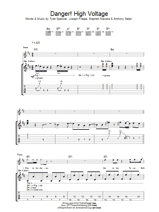 Electric Six Danger! High Voltage Sheet Music Notes & Chords for Guitar Tab - Download or Print PDF