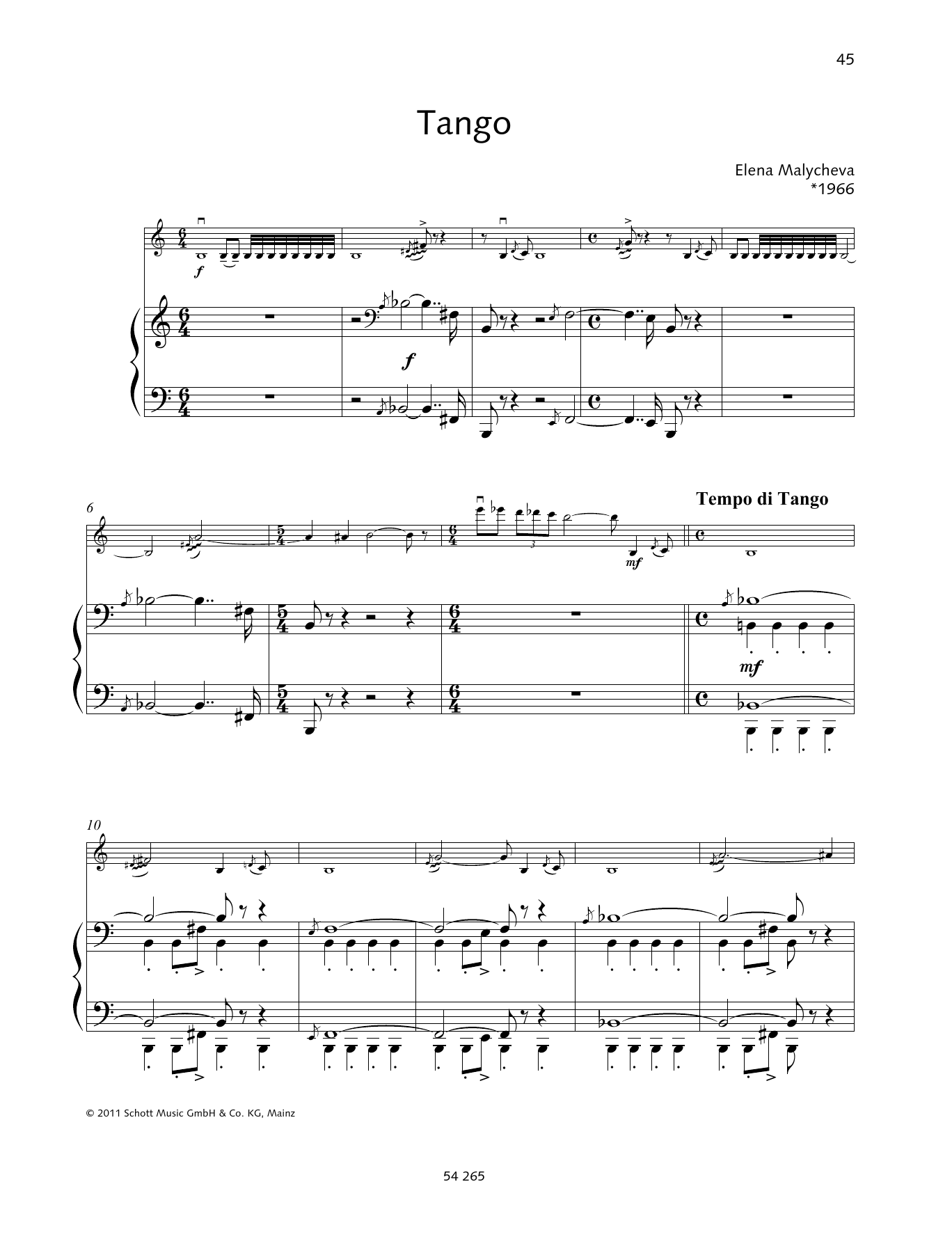 Elena Malchyeva Tango Sheet Music Notes & Chords for String Solo - Download or Print PDF