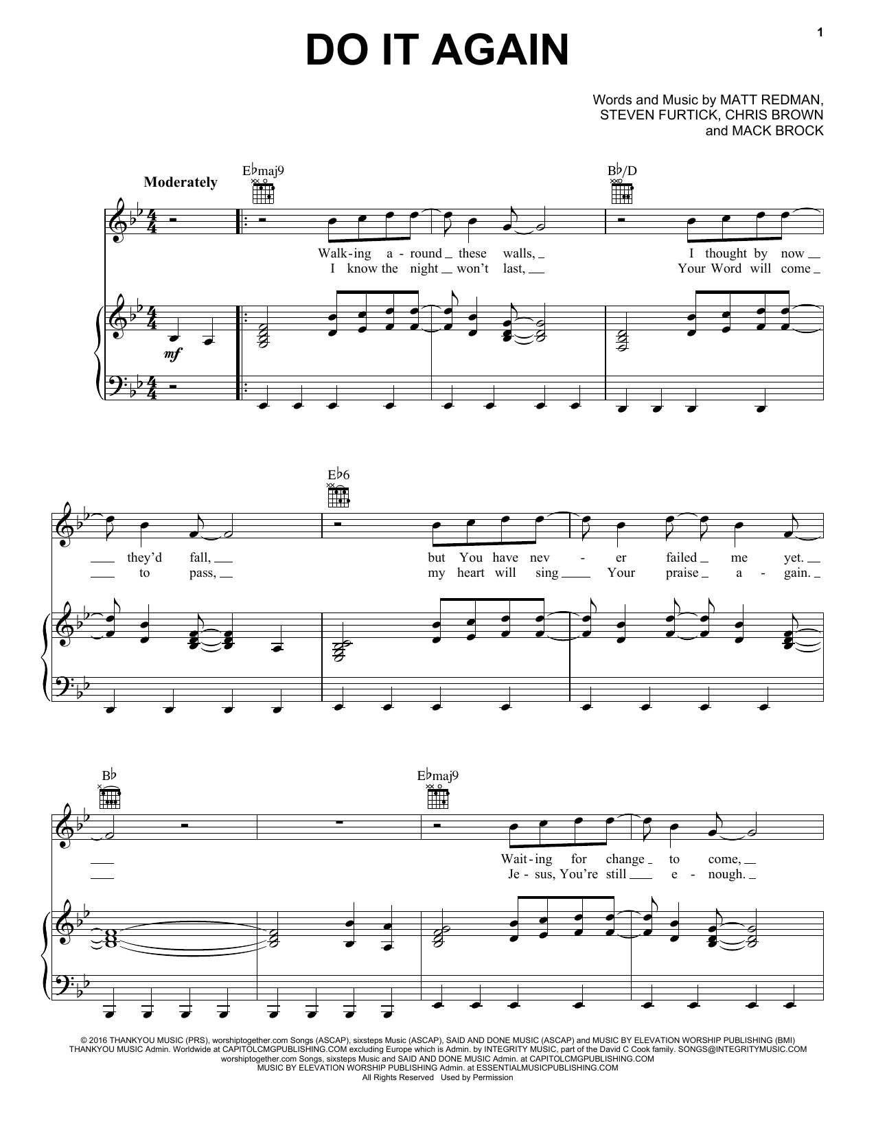 Elevation Worship Do It Again Sheet Music Notes & Chords for Alto Sax Solo - Download or Print PDF
