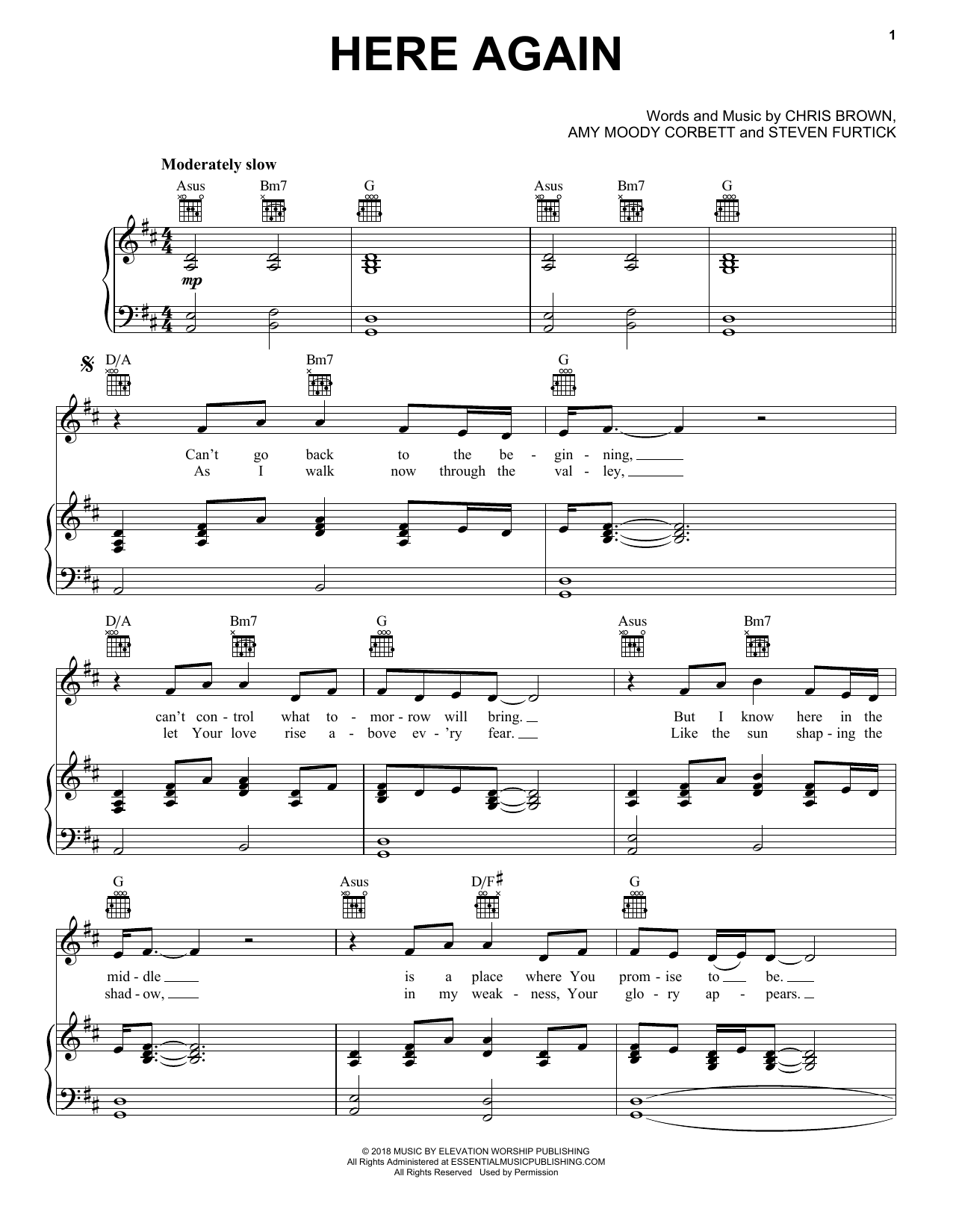 Elevation Worship Here Again Sheet Music Notes & Chords for Piano, Vocal & Guitar (Right-Hand Melody) - Download or Print PDF