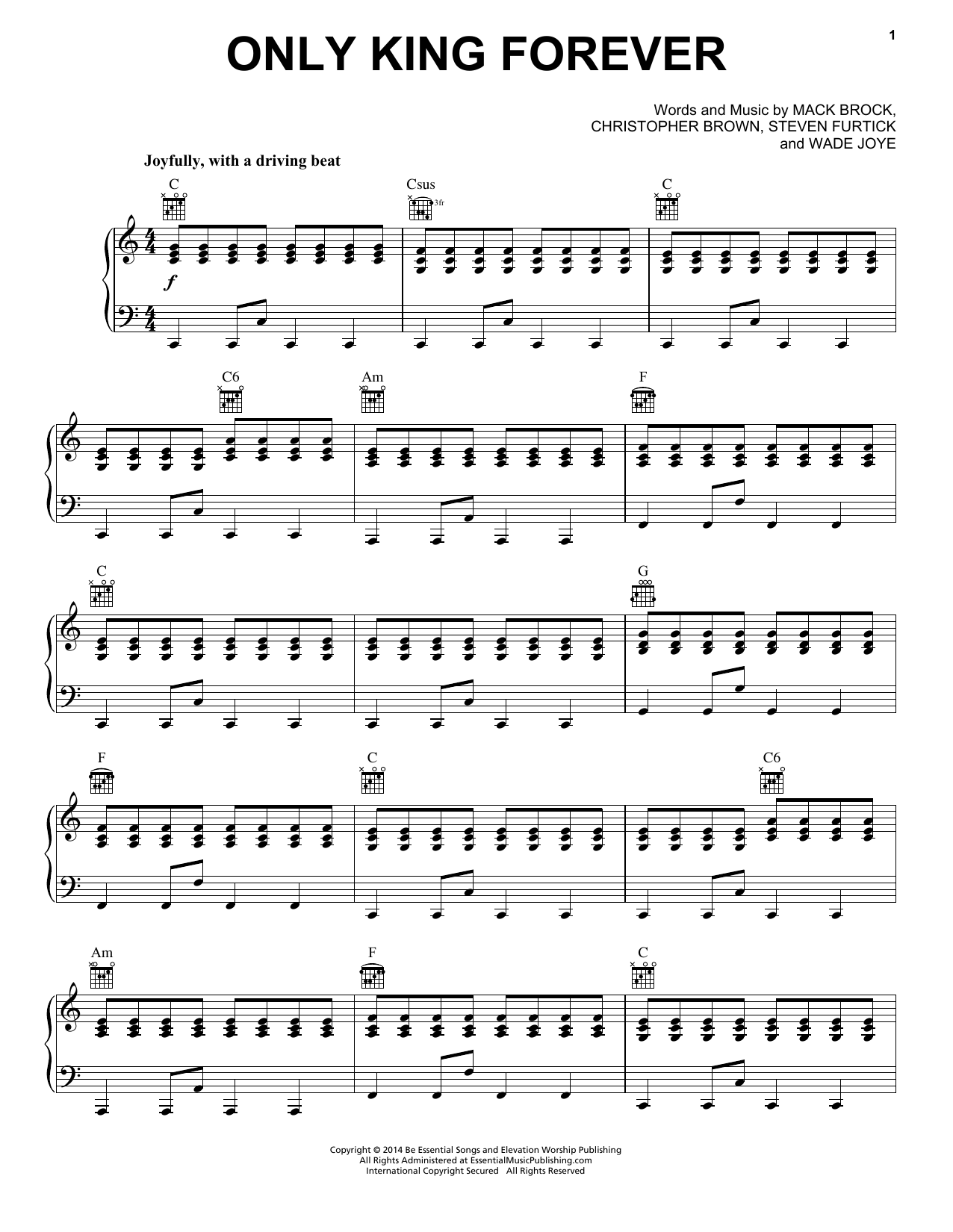 Elevation Worship Only King Forever Sheet Music Notes & Chords for Piano, Vocal & Guitar (Right-Hand Melody) - Download or Print PDF