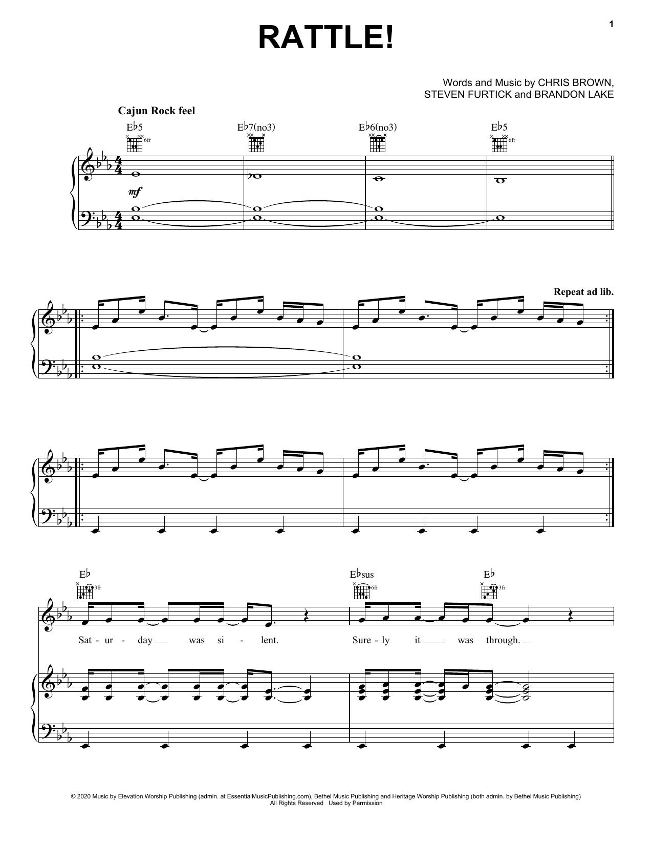 Elevation Worship RATTLE! Sheet Music Notes & Chords for Piano, Vocal & Guitar Chords (Right-Hand Melody) - Download or Print PDF