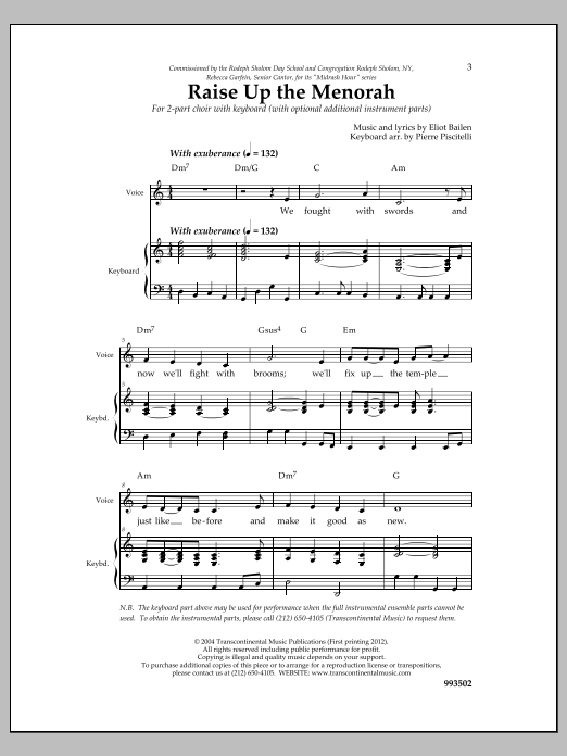 Eliot Bailen Raise Up the Menorah Sheet Music Notes & Chords for Choral - Download or Print PDF