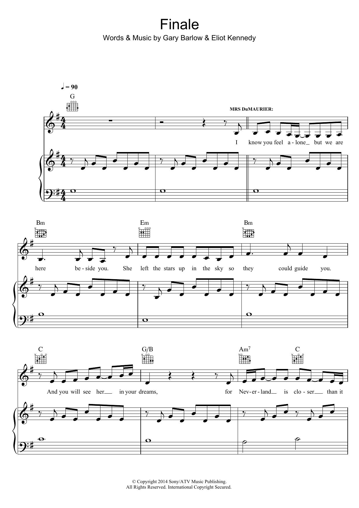 Eliot Kennedy Finale (All That Matters) (from 'Finding Neverland') Sheet Music Notes & Chords for Piano, Vocal & Guitar (Right-Hand Melody) - Download or Print PDF