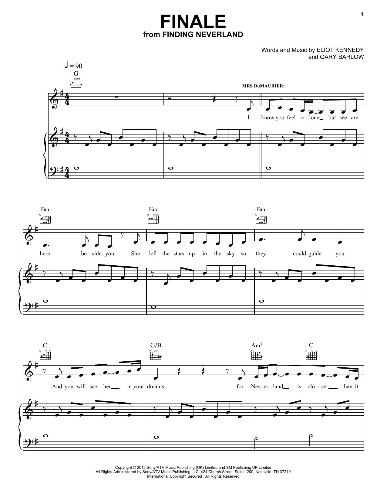 Preview Eliot Kennedy Finale Musical/Show sheet music, notes and chords for Piano, Vocal & Guitar (Right-Hand Melody), SKU: 162689 Finale sheet music