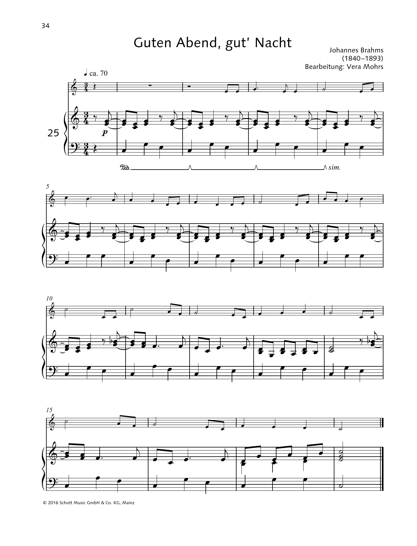 Elisabeth Kretschmann Guten Abend, gut' Nacht Sheet Music Notes & Chords for Woodwind Solo - Download or Print PDF