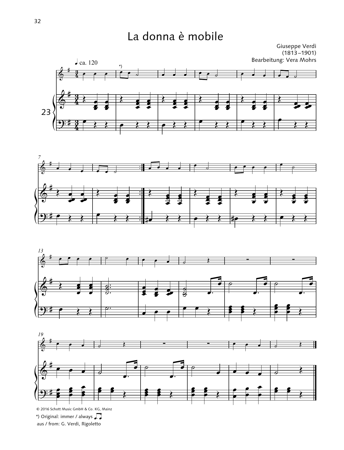 Elisabeth Kretschmann La Donna è Mobile Sheet Music Notes & Chords for Woodwind Solo - Download or Print PDF