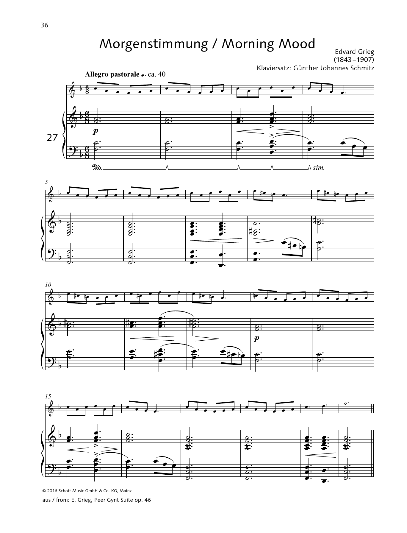 Elisabeth Kretschmann Morning Mood Sheet Music Notes & Chords for Woodwind Solo - Download or Print PDF