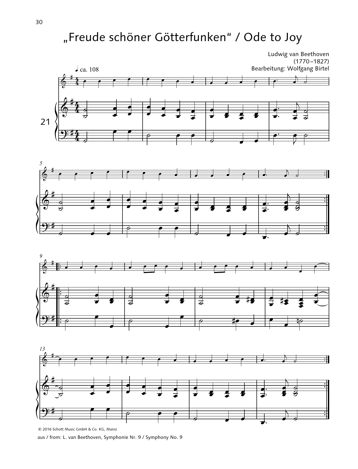Elisabeth Kretschmann Ode To Joy Sheet Music Notes & Chords for Woodwind Solo - Download or Print PDF
