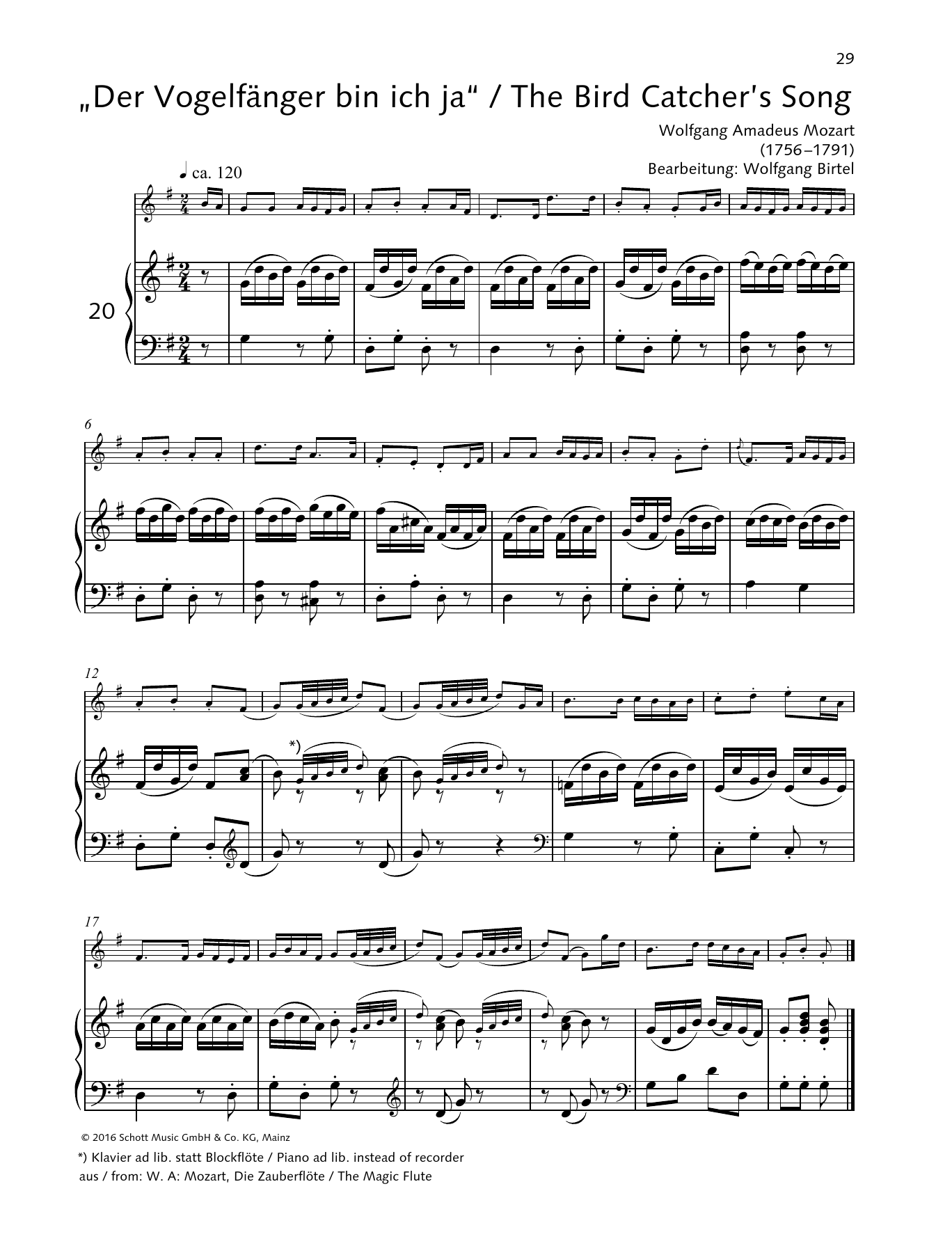 Elisabeth Kretschmann The Bird Catcher's Song Sheet Music Notes & Chords for Woodwind Solo - Download or Print PDF