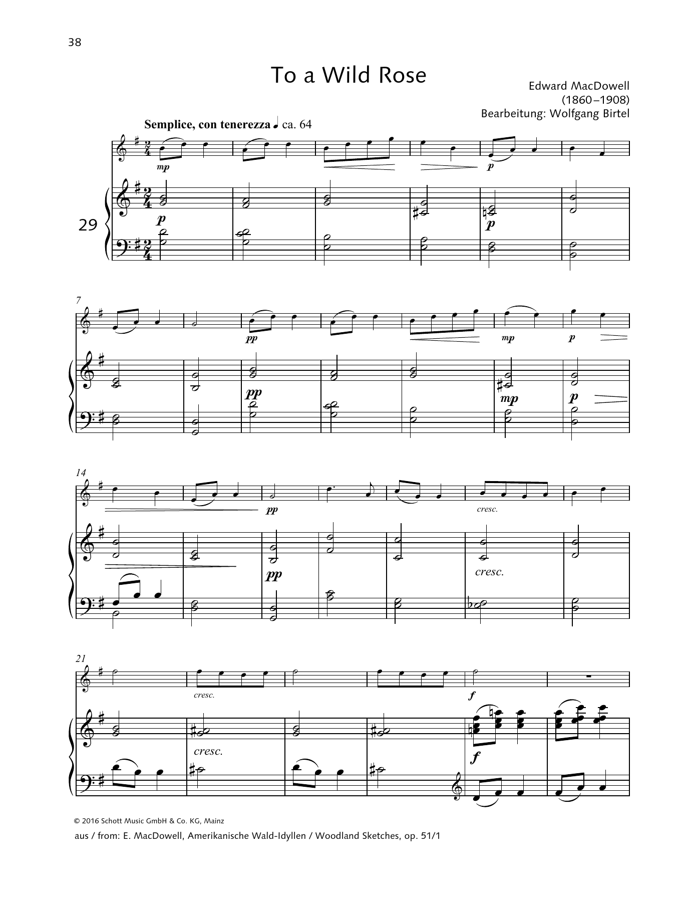 Elisabeth Kretschmann To a Wild Rose Sheet Music Notes & Chords for Woodwind Solo - Download or Print PDF