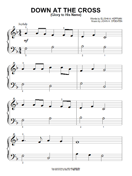 Elisha A. Hoffman Down At The Cross (Glory To His Name) Sheet Music Notes & Chords for Guitar Tab - Download or Print PDF