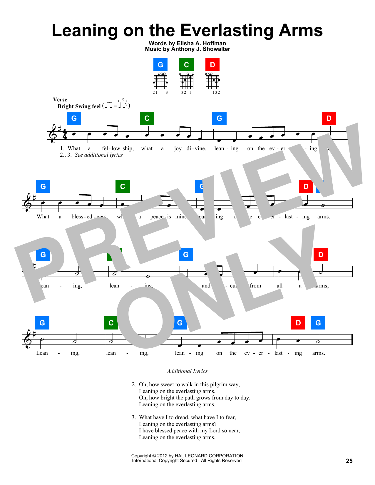 Elisha A. Hoffman Leaning On The Everlasting Arms Sheet Music Notes & Chords for Chord Buddy - Download or Print PDF