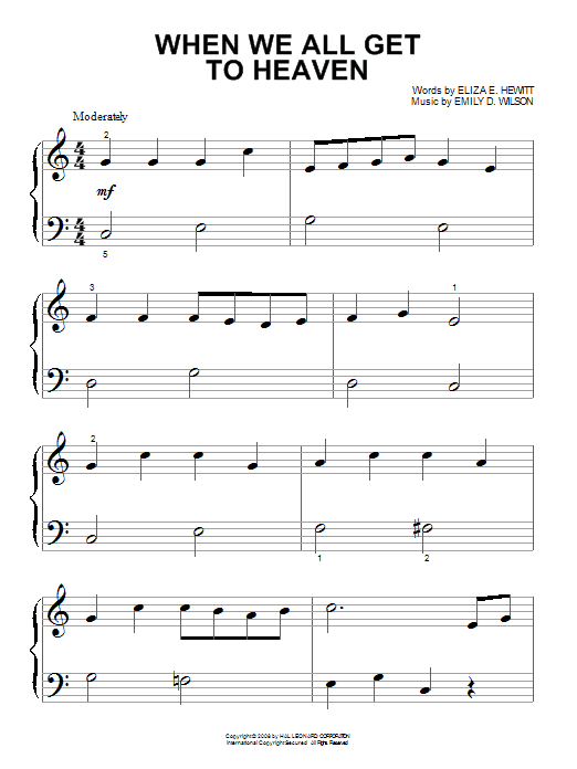 Eliza E. Hewitt When We All Get To Heaven Sheet Music Notes & Chords for ChordBuddy - Download or Print PDF