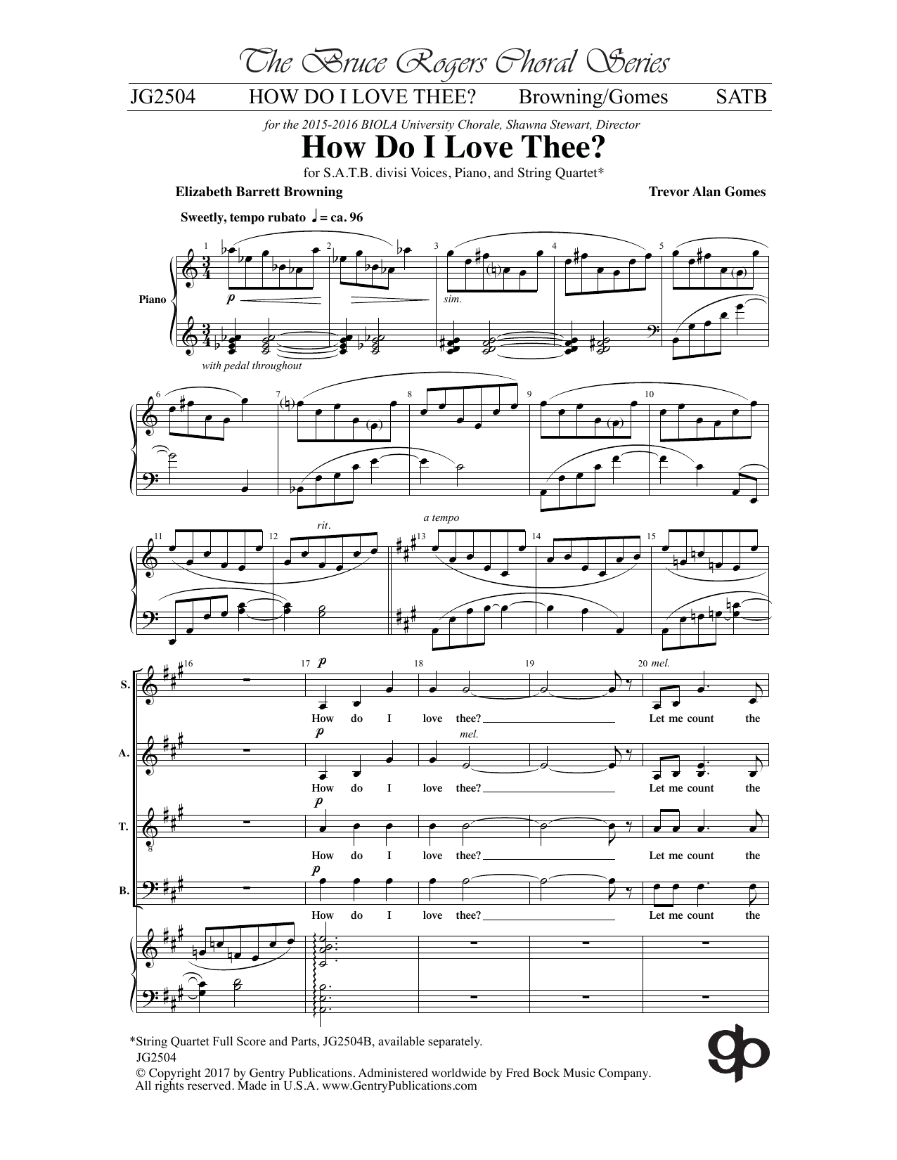 Elizabeth Barrett Browning How Do I Love Thee? Sheet Music Notes & Chords for Choral - Download or Print PDF