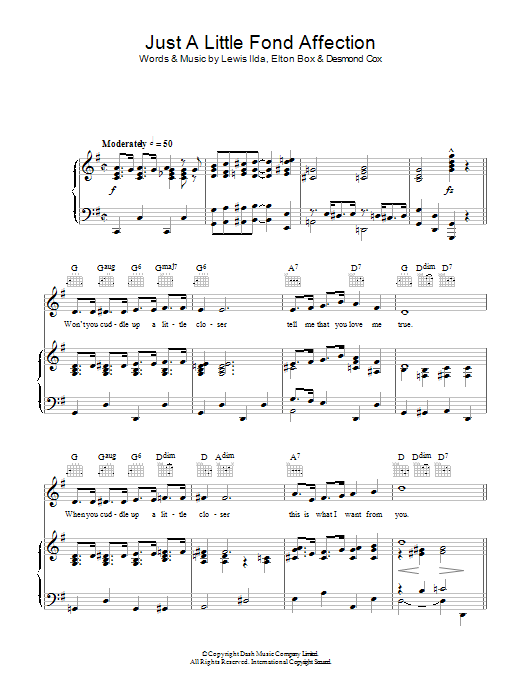 Elizabeth Batey Just A Little Fond Affection Sheet Music Notes & Chords for Piano, Vocal & Guitar (Right-Hand Melody) - Download or Print PDF
