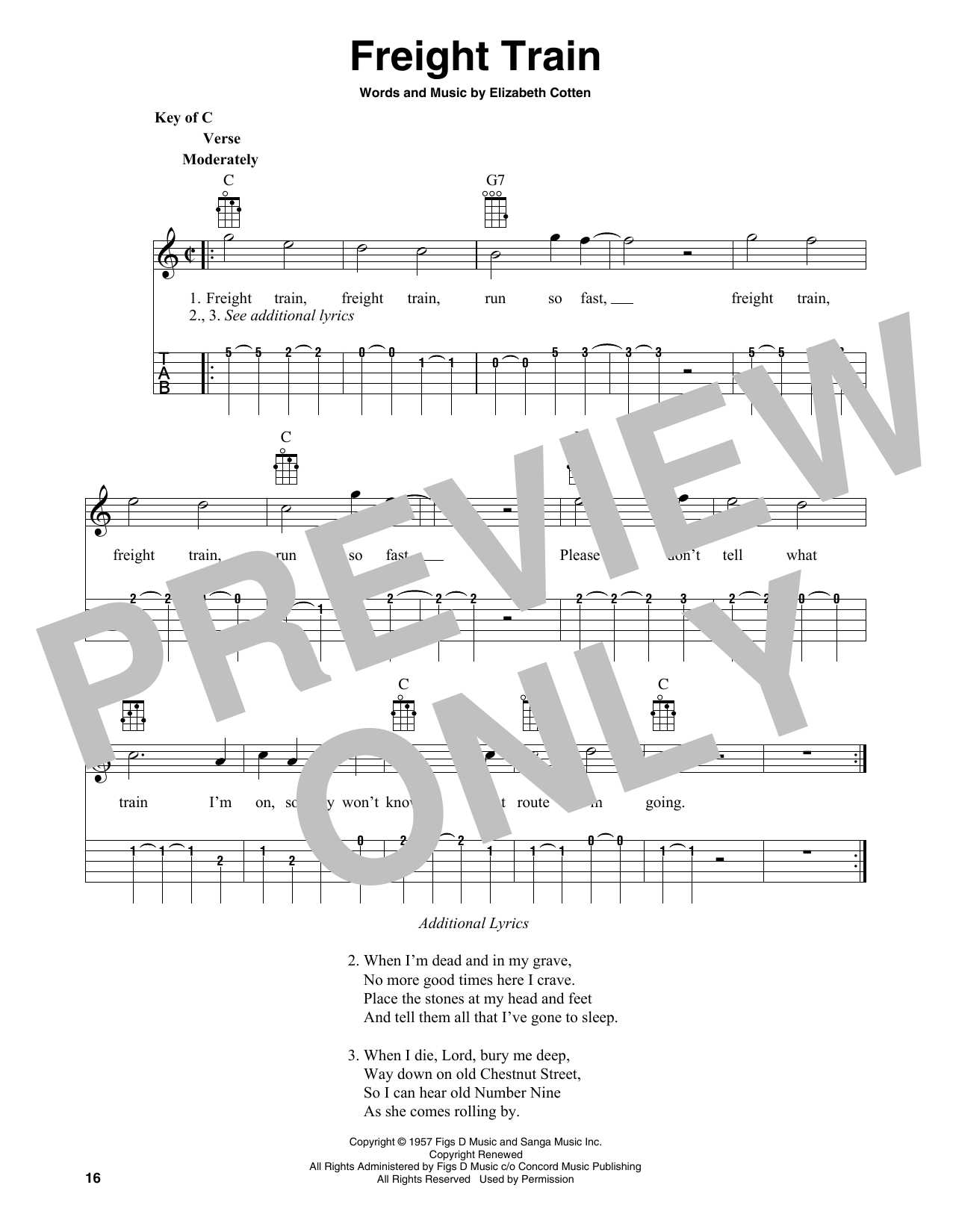 Elizabeth Cotten Freight Train (arr. Fred Sokolow) Sheet Music Notes & Chords for Banjo Tab - Download or Print PDF