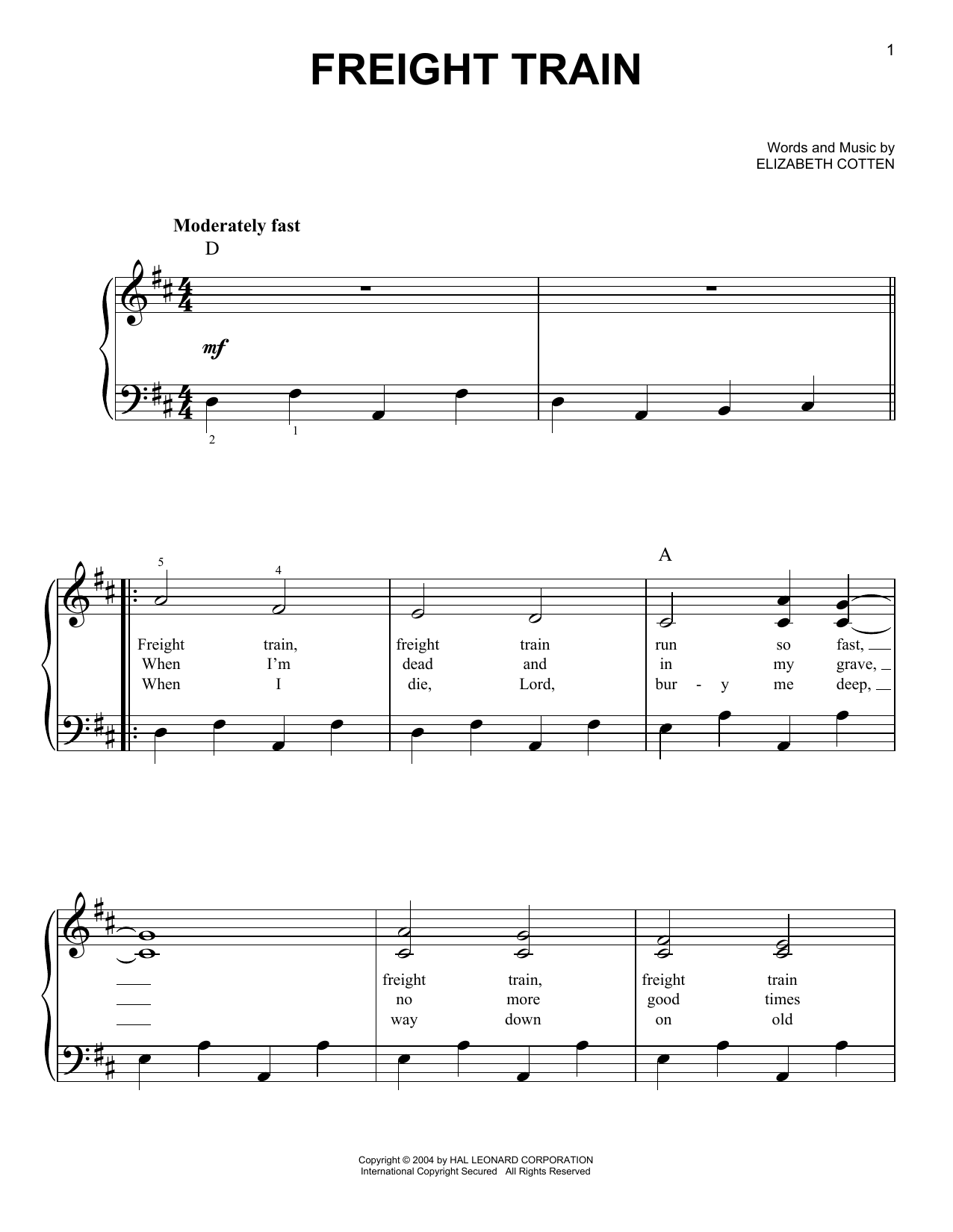 Elizabeth Cotten Freight Train Sheet Music Notes & Chords for Solo Guitar Tab - Download or Print PDF