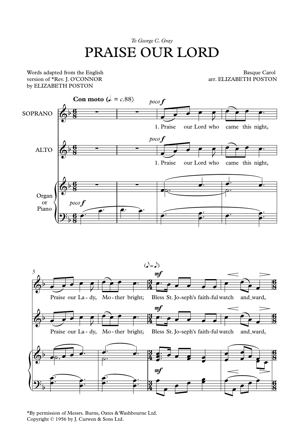 Elizabeth Poston Praise Our Lord Sheet Music Notes & Chords for 2-Part Choir - Download or Print PDF