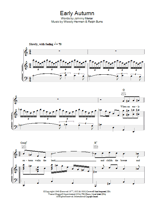 Ella - Fitzgerald Early Autumn Sheet Music Notes & Chords for Piano, Vocal & Guitar (Right-Hand Melody) - Download or Print PDF