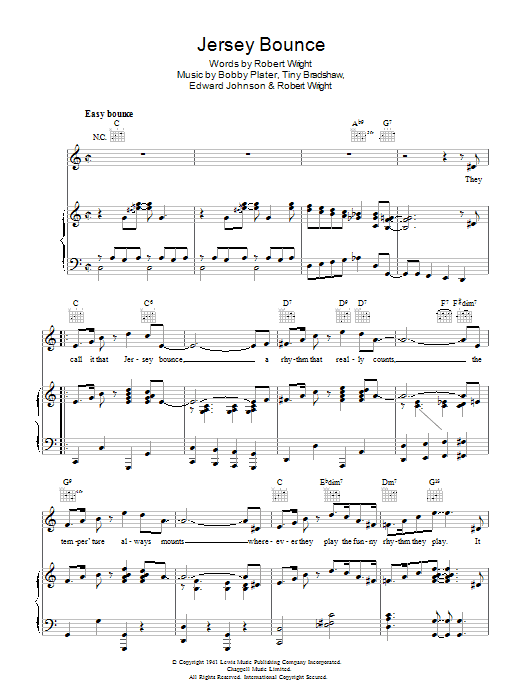 Ella - Fitzgerald Jersey Bounce Sheet Music Notes & Chords for Piano, Vocal & Guitar (Right-Hand Melody) - Download or Print PDF Ella - Fitzgerald Jersey Bounce Sheet Music Notes & Chords for Piano, Vocal & Guitar (Right-Hand Melody) - Download or Print PDF