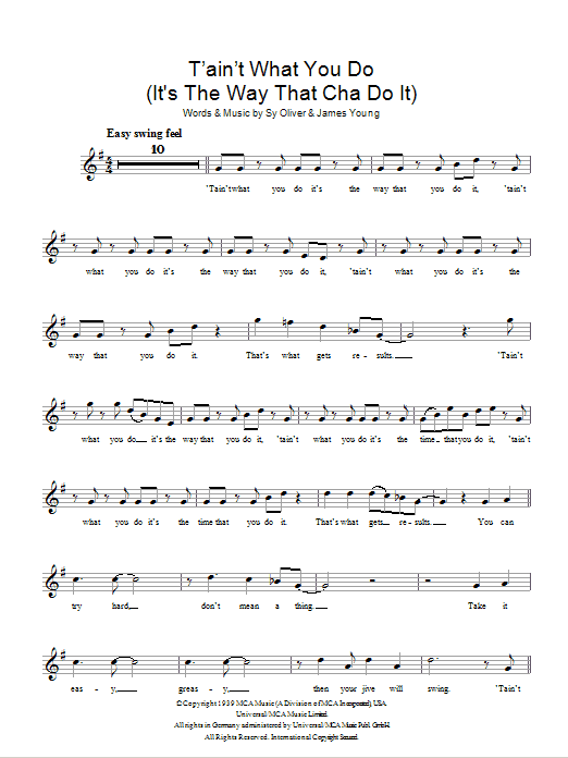 Ella Fitzgerald 'Tain't What You Do (It's The Way That Cha Do It) Sheet Music Notes & Chords for Melody Line, Lyrics & Chords - Download or Print PDF
