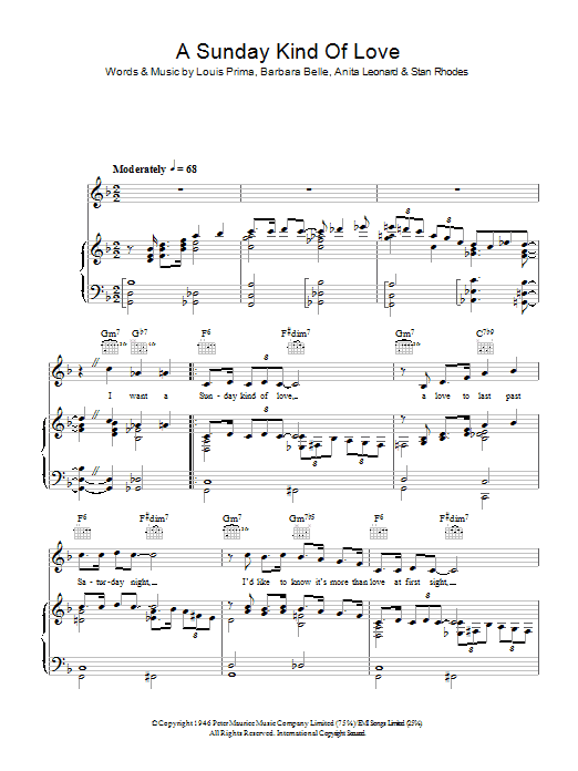 Ella Fitzgerald A Sunday Kind Of Love Sheet Music Notes & Chords for Piano, Vocal & Guitar (Right-Hand Melody) - Download or Print PDF