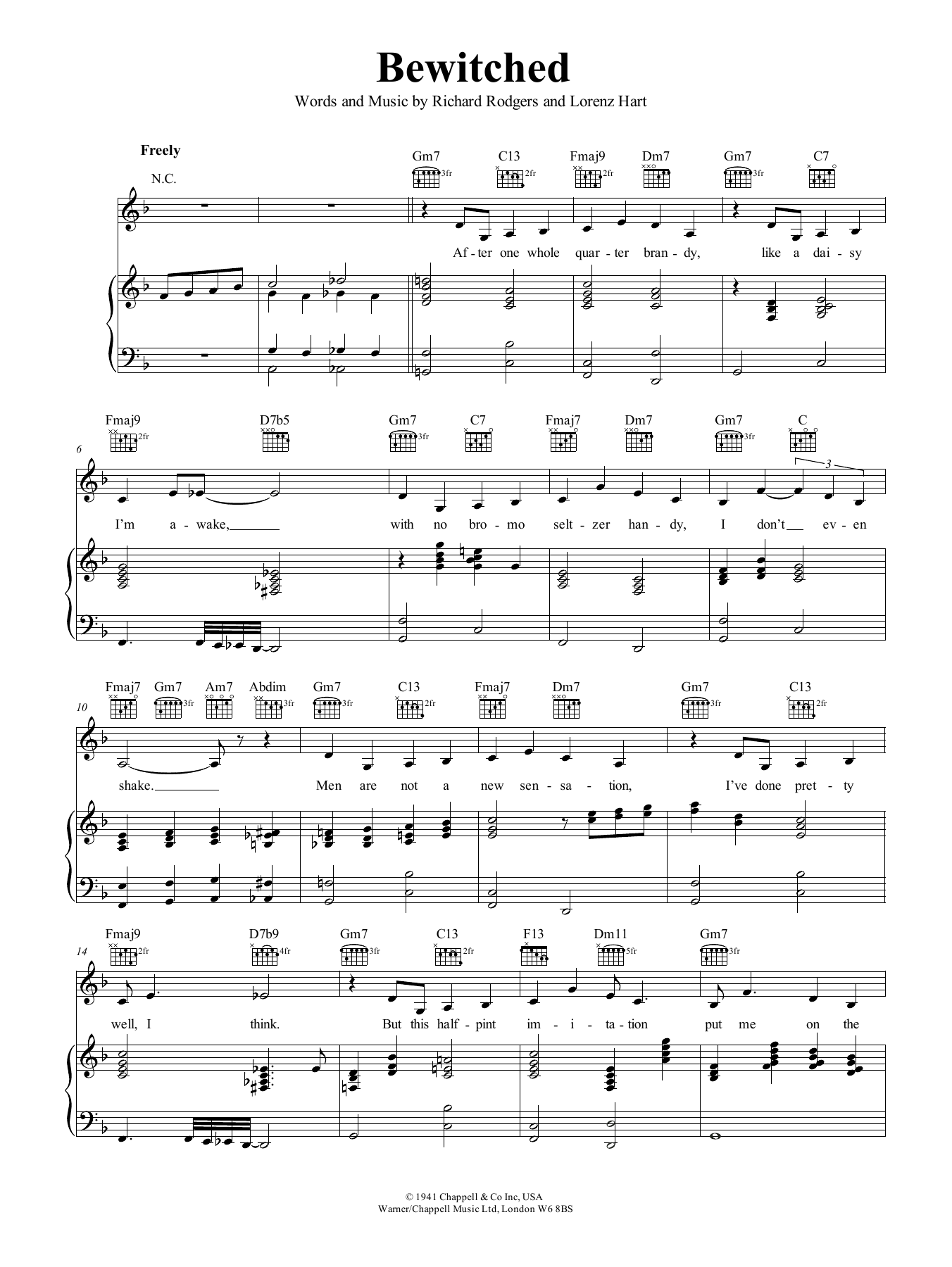 Ella Fitzgerald Bewitched Sheet Music Notes & Chords for Piano, Vocal & Guitar (Right-Hand Melody) - Download or Print PDF