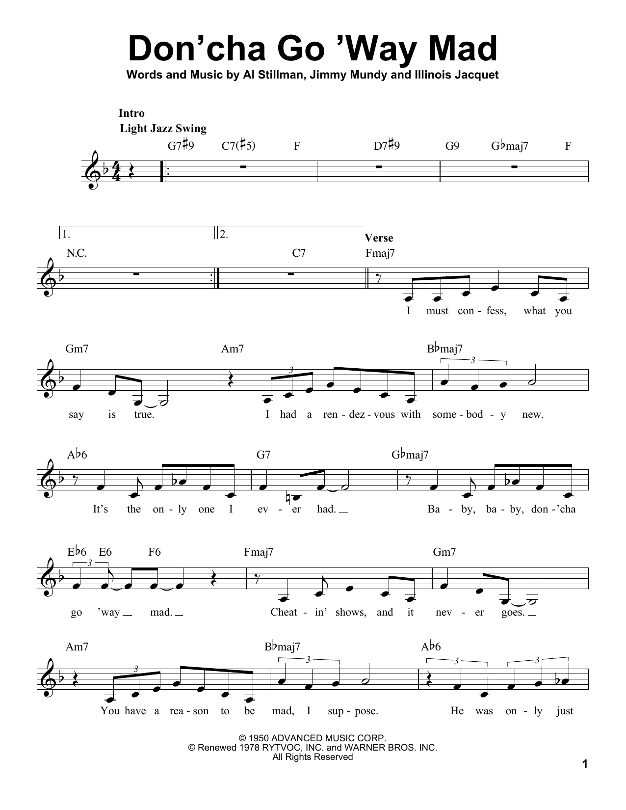 Ella Fitzgerald Don'cha Go 'Way Mad Sheet Music Notes & Chords for Voice - Download or Print PDF