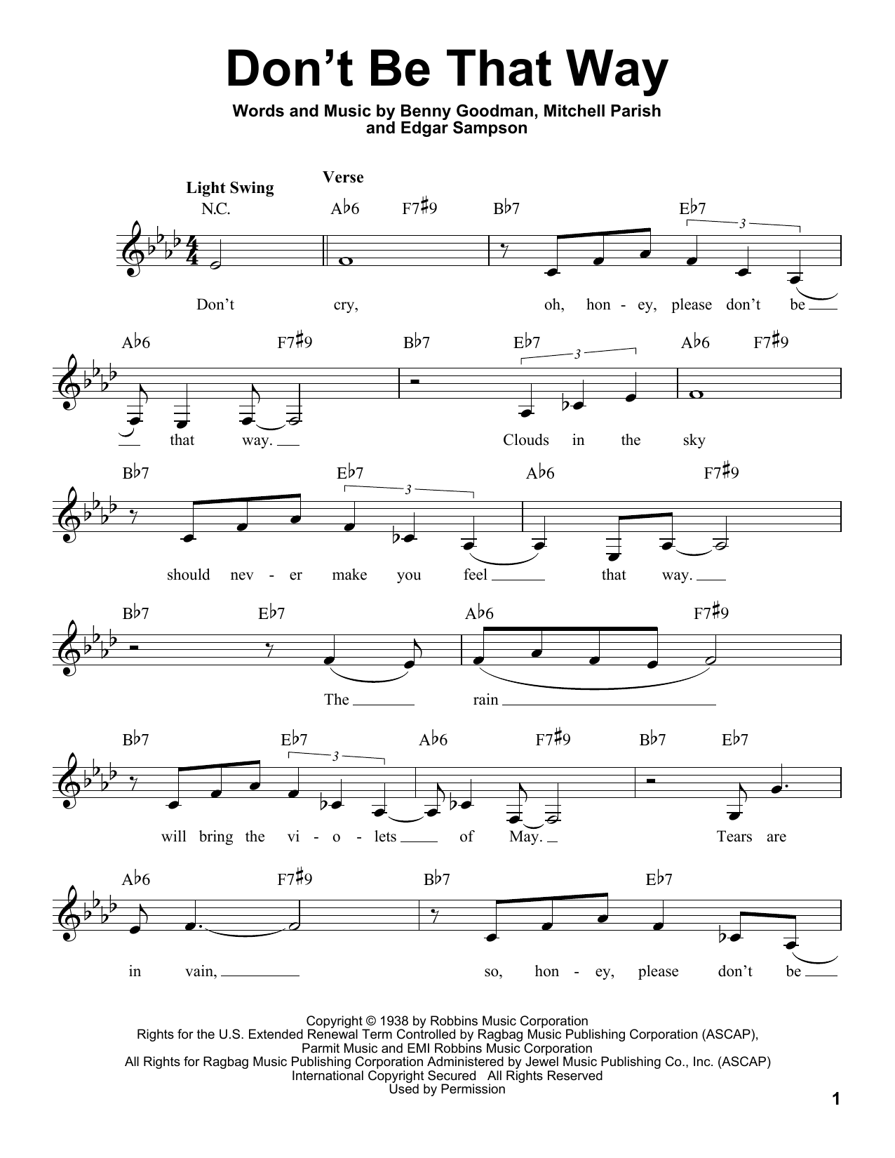 Ella Fitzgerald Don't Be That Way Sheet Music Notes & Chords for Voice - Download or Print PDF
