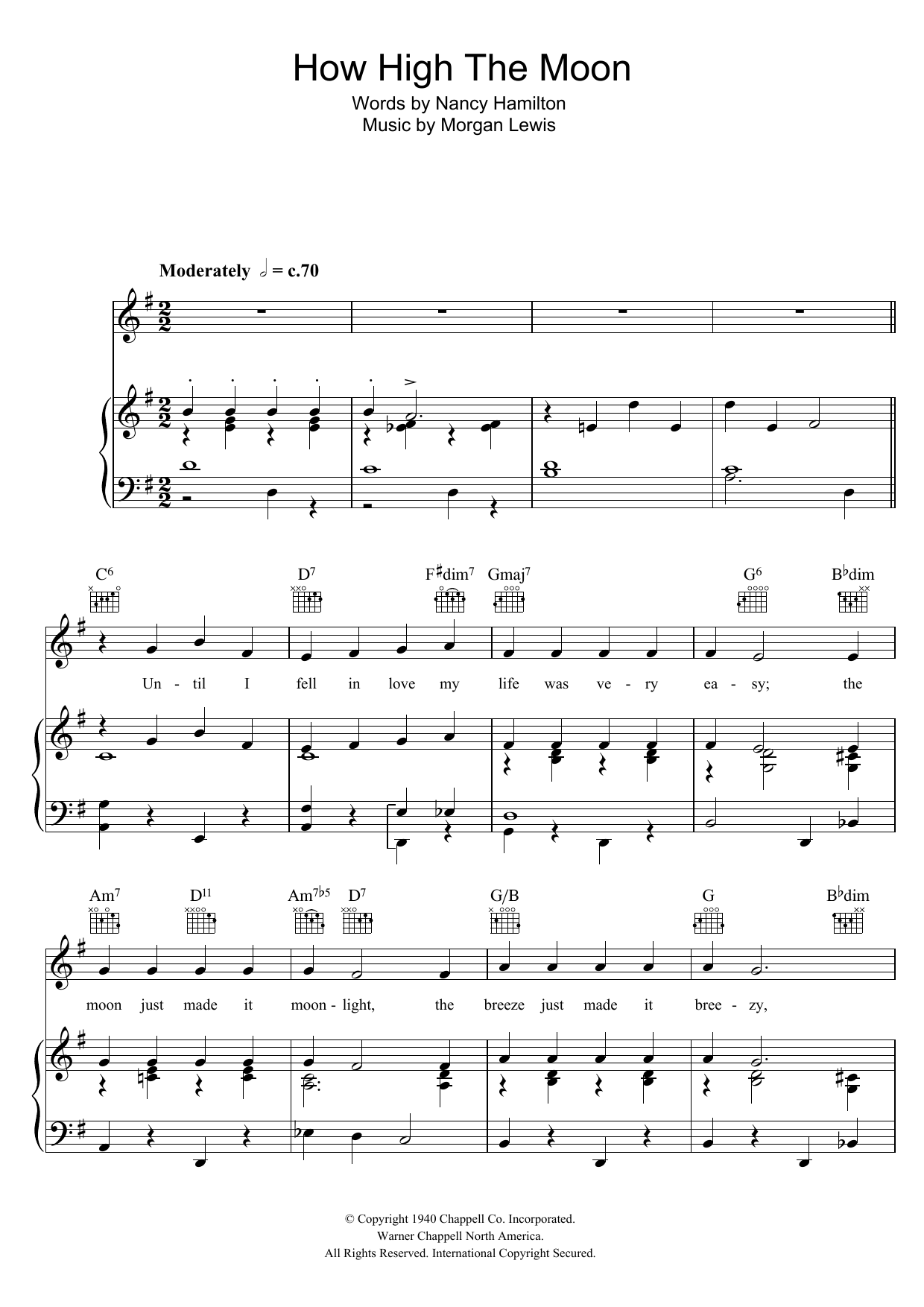 Ella Fitzgerald How High The Moon Sheet Music Notes & Chords for Piano, Vocal & Guitar (Right-Hand Melody) - Download or Print PDF Ella Fitzgerald How High The Moon Sheet Music Notes & Chords for Piano, Vocal & Guitar (Right-Hand Melody) - Download or Print PDF