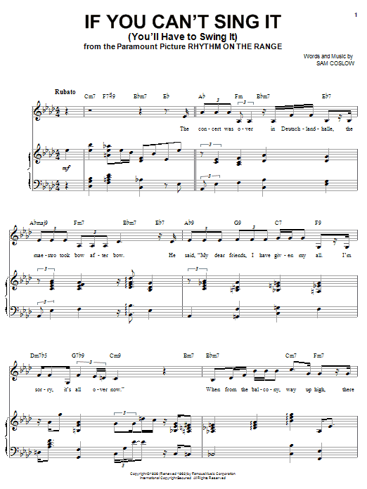 Ella Fitzgerald If You Can't Sing It (You'll Have To Swing It) Sheet Music Notes & Chords for Keyboard - Download or Print PDF