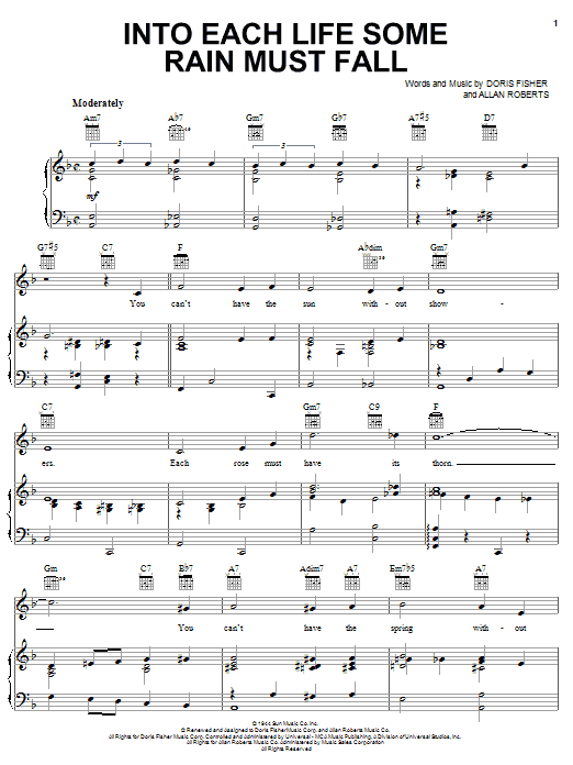 Ella Fitzgerald Into Each Life Some Rain Must Fall Sheet Music Notes & Chords for Piano, Vocal & Guitar (Right-Hand Melody) - Download or Print PDF