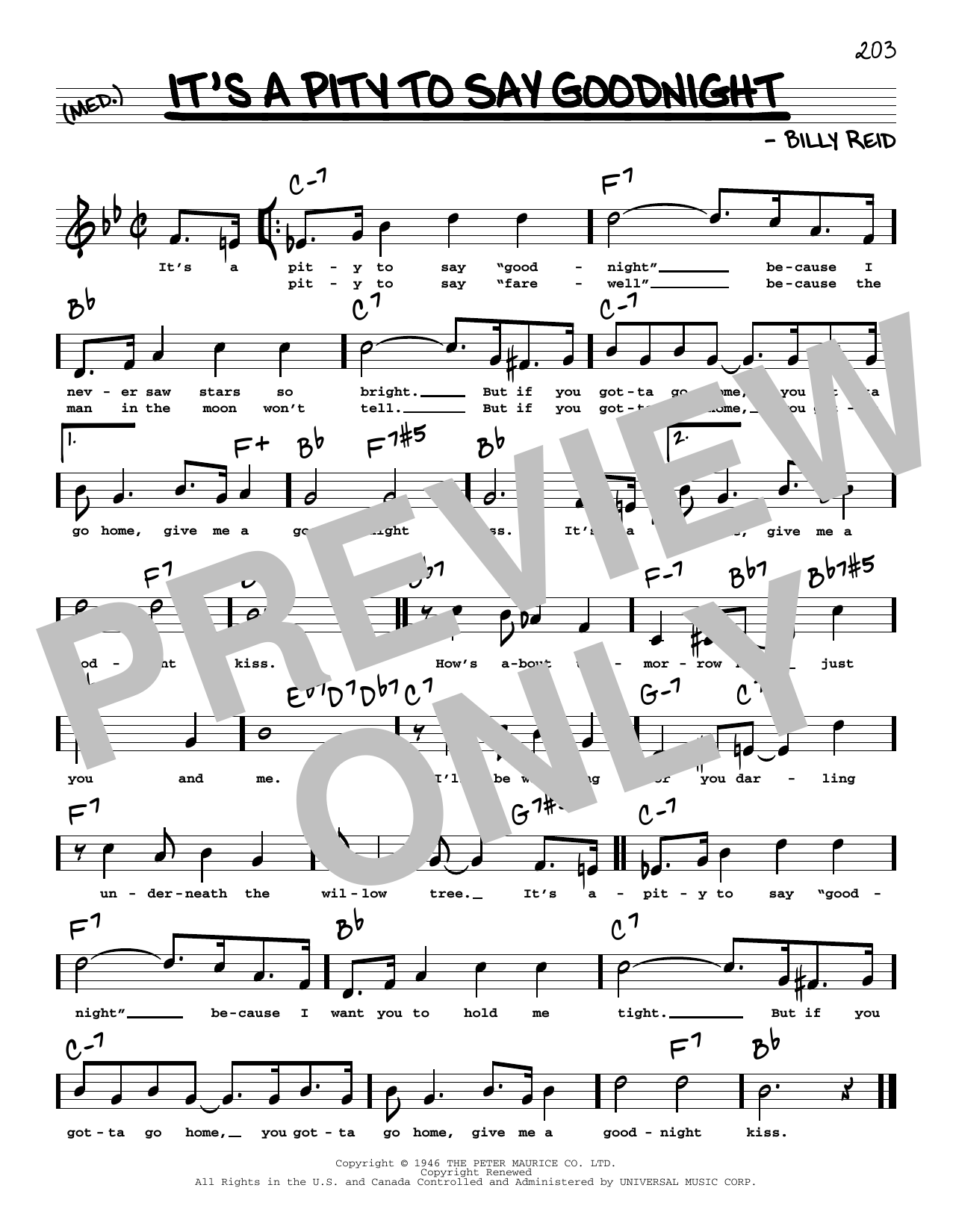 Ella Fitzgerald It's A Pity To Say Goodnight (High Voice) Sheet Music Notes & Chords for Real Book – Melody, Lyrics & Chords - Download or Print PDF