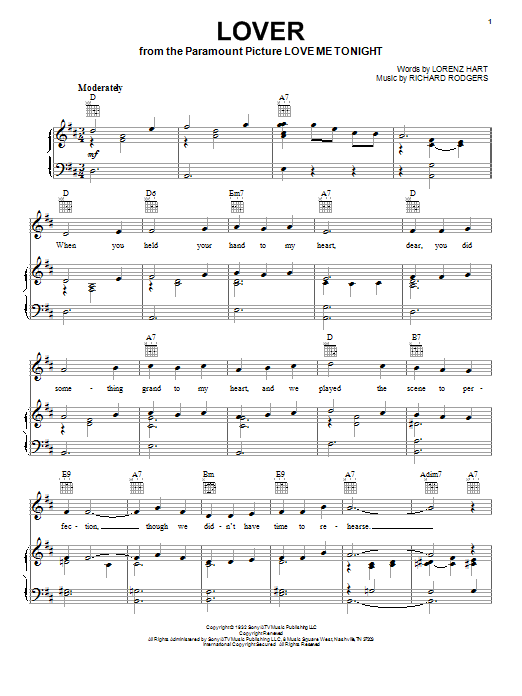 Ella Fitzgerald Lover Sheet Music Notes & Chords for Melody Line, Lyrics & Chords - Download or Print PDF